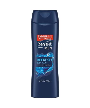 Suave Men Refreshing Classic Masculine Scent Body Wash 15 oz (Pack of 6)