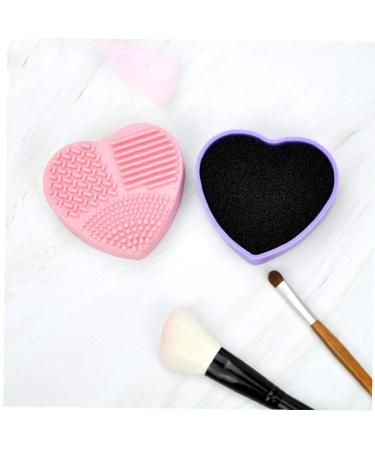 Heart Shape Color Removal Sponge & Makeup Brush Cleaning Box Pink Scrubber Mat for Eye Shadow & Makeup Brushes - Buy Online on SooperMarket.com