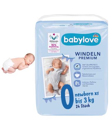 babylove diapers premium extra soft size XS newborn up to 3kg 1 x 24 pcs XS (24 pieces)