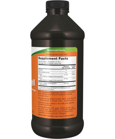 NOWs Supplements Liquid Chlorophyll Super Concentrated Internal Deodorizer Boost Energy Mint Flavor 473 ml - Buy Online on SooperMarket.com