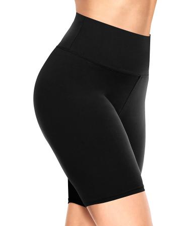 TNNZEET Cycling Shorts Women High Waist Short Sports Pants Opaque Shorts for Yoga Gym SM Black