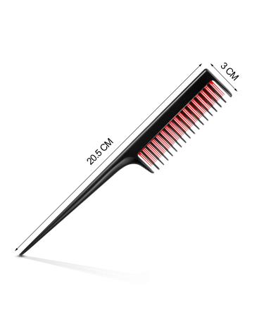 3 Piece Triple Teasing Comb Set - Rat Tail Combs for Women - Perfect for Root Teasing, Adding Volume, and Evening Styling - Black and Red - Buy Online on SooperMarket.com