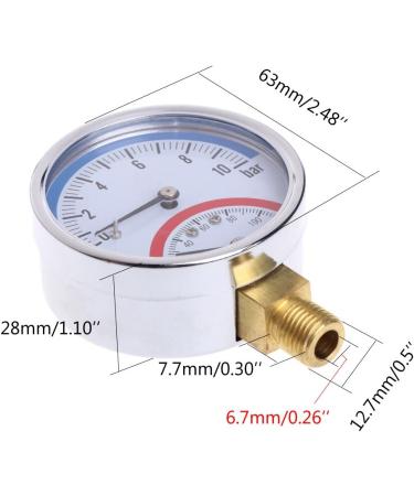GUMEI 10 Bar Temperature Pressure Gauge - G1/4 Thread 2-in-1 Thermometer Monitor for Accurate Readings - Buy Online on SooperMarket.com