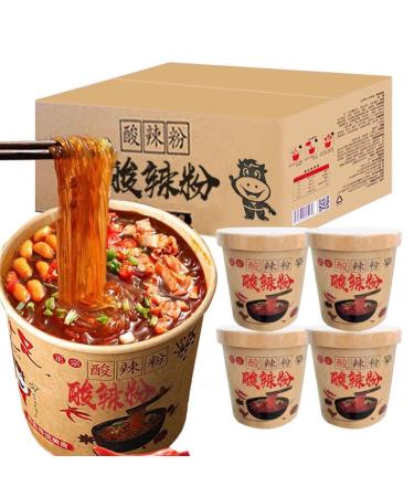 Spicy and sour powder in barrel 120g Hot and Sour Noodles Instant Noodles Chongqing Specialty Snacks Sweet Potato Noodles Spicy snacks Food substitute Instant Spicy Vermicelli (10 barrel)