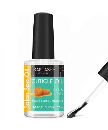 Karlash Salon Spa Premium Brush On Cuticle Oil Natural Healing Infused with Vitamin E Soothes and Moisturizes Cuticles 0.5 oz (Milk and Honey)