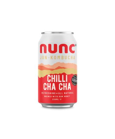 Nunc Jun-Kombucha Drink - Chilli Cha Cha (12 x 330ml) - Premium - Super Refreshing and Great for Gut Health - Natural Energy Gluten Free & GMO Free - Only 50 Cal