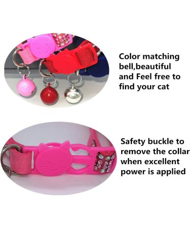 THAIN Basic Adjustable Cat Collar with Bling Diamond, Breakaway and Bell - Pink for Kitten Girls and Boys - Buy Online on SooperMarket.com