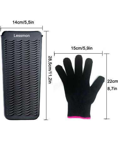 Heat-Resistant Mat Bag & Glove Set for Hair Styling Tools - Curls Smoothing Iron | 28.5cm x 14cm | Black - Buy Online on SooperMarket.com