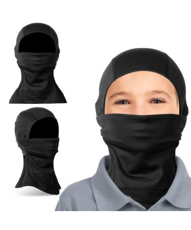 Corpower children storm hood winter 2 pieces of storm hood children ski mask children face hood children ski caps bicycle hat for young girls outdoor sports black