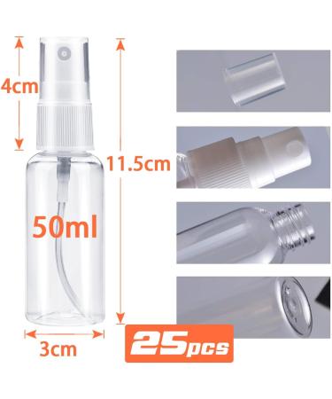 DKBT 25 pc Mini Spray Bottles - 50ml Atomizer for Cosmetics Perfume Body Care & Alcohol - Lightweight & Travel-Friendly - Buy Online on SooperMarket.com