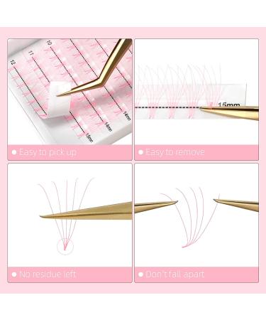 Pink 6D Colored Premade Fans Lash Extensions | Short Stem Pointy Base | Volume Fans | 0.07 D Curl | Mix 8-15 | Eyelash Extensions - Buy Online on SooperMarket.com