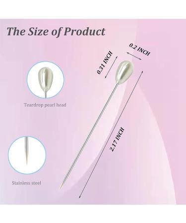 200PCS Teardrop Pearl Corsage Pins | 2 Wedding Bouquet Straight Sewing Pins for Jewelry & DIY Decoration - White - Buy Online on SooperMarket.com