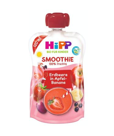 Hipp Smoothie Mix in a crush bag red fruits in apple banana 100% organic fruits without added sugar 6 x 120 ml bags DA84000 ERDB./APF.-Ban.120ml 120 ml (6-pack) red fruits in apple-banana