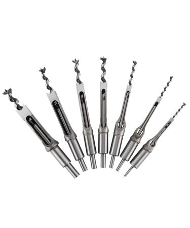 7 pcs Square Hole Mortise Chisel Drill Bit Tools 3/4 5/8 9/16 1/2 3/8 5/16 1/4  HSS Woodworking Hole Saw Mortising Chisel Drill Bit Set