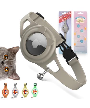 Hypoallergenic Apple Airtag cat collar Cat Tracker collar. Cat tracker GPS collar for small cats. Pet tracker for cats. Cat collar airtag GPS tracker for cats. Neutral Grey