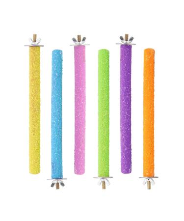 6Pcs Wood Bird Scrub Perch Platform Funny Bird Paw Grinding Stick Wooden Love Bird Parrot Perches Stand Colorful Bird Cage Grinding Perch for Parrot Toy (Random Color)
