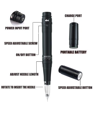 Permanent Eyebrow Makeup Wireless Tattoo Pen Kit with 15 Cartridge Needles - Luxurious Black Tattoo Kit for Eyebrow Lip Eyeliner Microblading Ombre Powder Brows - Buy Online on SooperMarket.com