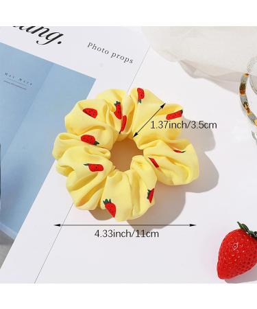 12 Pcs Cute Strawberry Hair Scrunchies - Elastic Hair Bands for Women and Girls - Buy Online on SooperMarket.com