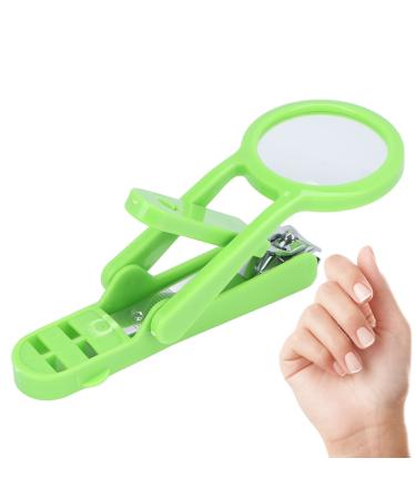 Nail Cutter Nail Clippers with Magnifying Glass Stainless Steel Adjustable Fingernail Toenails Cutter Professional Nail Trimmer Reduce Eye Strain & Easy Grip for Elderly Green