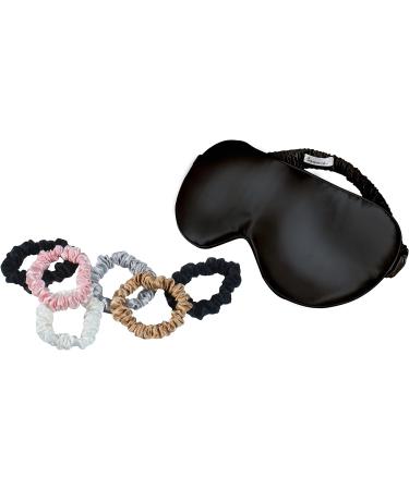 Belle De Nuit Silk Sleep Mask & Chouchou Silk Hair Scrunchies Gift Set - 100% Mulberry Silk - Toffee - Buy Online on SooperMarket.com
