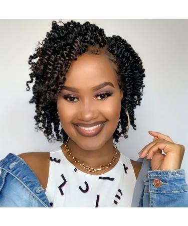Niseyo 6 Inch Passion Twist Hair Pre-twisted 8 Packs Pre-looped Crochet Passion Twist Crochet Hair Short Braids (8Packs 1B/Natural Black) 6 Inch (Pack of 8) 1B/Natural Black