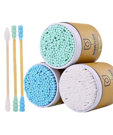 600 Counts Cotton Swabs Natural Double Tipped Organic Cruelty Free Ear Buds D02