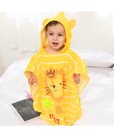 Supgomax Hooded Bathing Poncho for Kids - Cartoon Lion Beach & Bath Towel Absorbent Child Towels for Swimming & Shower - Buy Online on SooperMarket.com