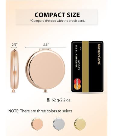 Getinbulk Compact Mirror for Purse - Double-Sided 1X/2X Magnifying Metal Makeup Mirror (Round, Rose Gold) - Buy Online on SooperMarket.com