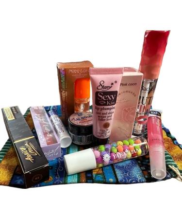Lip Prodiuct Gift Sack With An Unique Assortment of Lip Products 10 Total and Maybe Some Extras By Diva Stuff