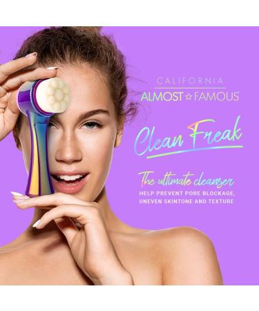 Almost Famous 2-in-1 Travel Face Scrubber Exfoliator Brush - Non-Electronic Eco Friendly Cleansing Tool for Lines, Wrinkles & Blackheads - Purple - Buy Online on SooperMarket.com