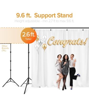 10x9.6ft Heavy Duty Background Support System | Curtain Style Backdrop Stand for Photography and Events | Sturdy Frame with Ring Holder Clips - LimoStudio AGG3003 - Buy Online on SooperMarket.com