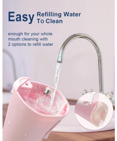 MySmile Water Dental Flosser - Cordless Oral Irrigator with 5 Cleaning Modes | IPX7 Waterproof, USB Rechargeable | 4 Replaceable Jet Tips | Teeth Cleaning Tool with PU Bag [Pink] - Buy Online on SooperMarket.com