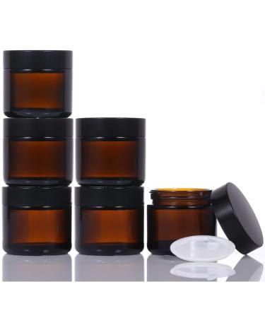 6 pieces of brawlas empty doses 60ml cosmetic container ointment puts refillable travel pots small glasses of trial pots with black lids for cosmetics lotion creams mini candles 6 x 60ml