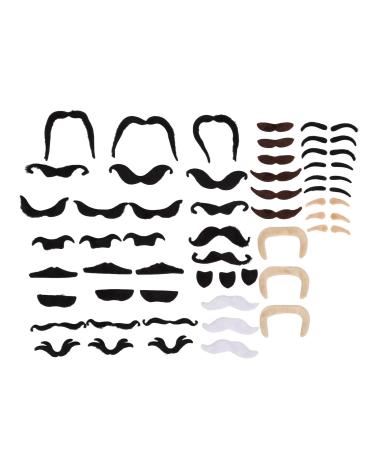Self Adhesive Fake Eyebrows Beard 60 Pcs Moustache and Eyebrows Stick on Fake Eyebrows and Moustache Kit for Old Man Dress Up Grandpa Costume Accessories