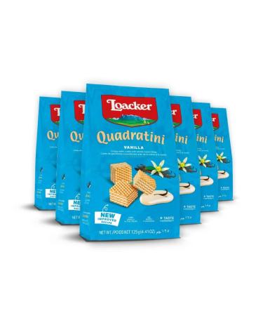 Loacker Quadratini Vanilla bite-size Wafer Cookies | SMALL Pack of 6 | Crispy Wafers with 4 creamy layers of finest Vanilla cream filling | great for snacks & desserts | Non GMO | No artificial flavorings, added colors or …