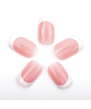 Novo Ovo Press On Nails - Short Oval Nude Pink Orange French Tips | Artificial Fingernails for Valentine's Day - Buy Online on SooperMarket.com