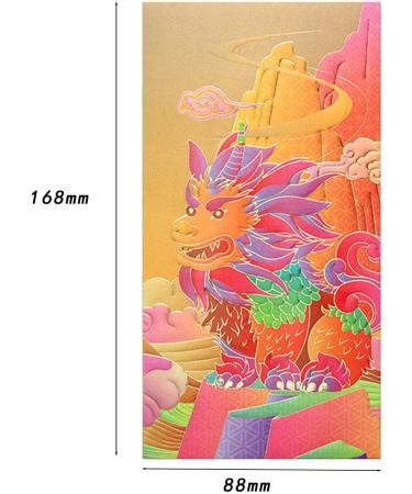 6Pcs Chinese Lunar Year Red Envelopes Hong Bao Gifts Traditional Lucky Money Envelopes for Birthday Festival Thanksgiving Golden Dragon - Buy Online on SooperMarket.com
