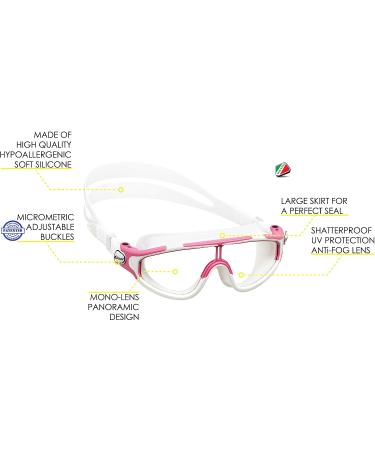 Cressi Wide View Swim Mask for Kids Ages 2-7 | Baloo Made in Italy White/Pink - Buy Online on SooperMarket.com