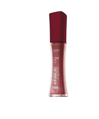 L'Oreal Paris Infallible 8HR Plumping Lip Gloss  Mauve  0.21 Ounces Plumped Mauve