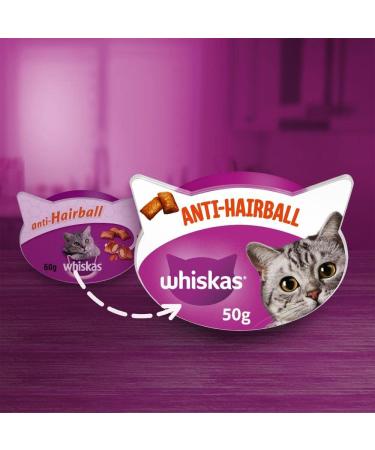 Whiskas Anti-Hairball Cat Snack - 8x60g - Prevent Hairballs with Delicious Treats | International Shipping Available - Buy Online on SooperMarket.com