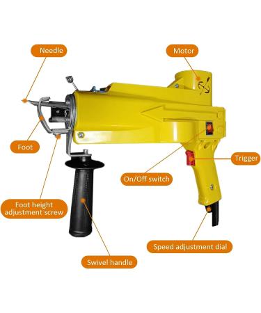 ZIOKOK Tufting Gun - 2-in-1 Electric Carpet Rug Weaving Machine Starter Kit - Yellow - Buy Online on SooperMarket.com