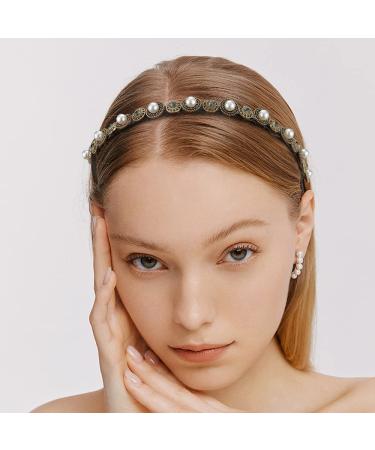 NAIHOD 3 Pcs Pearls Rhinestones Thin Headbands for Women - Luxury Vintage Hair Bands - Buy Online on SooperMarket.com