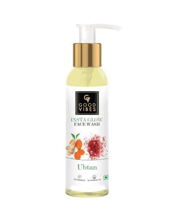 Good Vibes Ubtan Insta Glow Face Wash 120 ml | Brightening Soothing Moisturizing Face Cleanser For All Skin Types | With Turmeric Saffron Vitamin B3 | No Parabens Sulphates & Mineral Oil