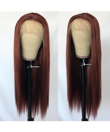 QD-Tizer 22 Reddish Brown Lace Front Wig - Long Straight, Heat Resistant, Glueless for Fashion - Buy Online on SooperMarket.com