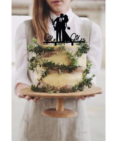Mr and Mrs Wedding Cake Topper - Groom & Bride With Heavy Gun and Holding Flowers - Funny Gun Theme Wedding/Anniversary/Bridal Shower Cake Topper Funny Wedding Cake Topper (Heavy Gun) - Buy Online on SooperMarket.com