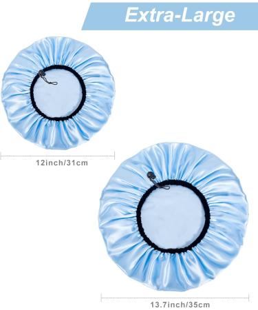 Auban Reusable Shower Cap for Women | Waterproof Satin Exterior | EVA Lining | Extra Large & Adjustable Hair Cap | 3 Colors (Blue, Pink, Green) - Buy Online on SooperMarket.com