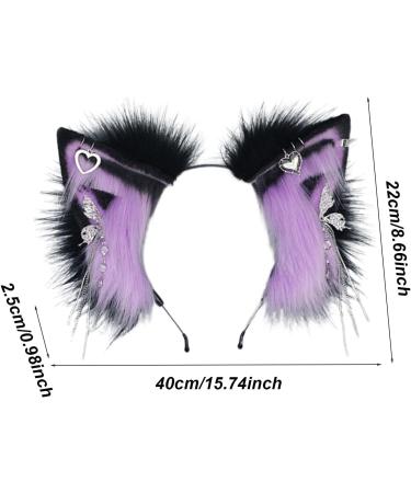 Wontool Animal Ears Headband - Cosplay Animal Ear Headband for Women Plush Cosplay Decoration for School Plays Theater Costumes Stage Shows and Dances Purple - Buy Online on SooperMarket.com