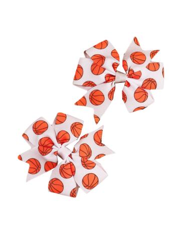 Basketball Hair Bow Clip Kids Girls Sport Bow Hairpin Baby Basketball Hair Clips Pin BBG64 (White Bow)