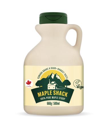 Maple Shack 100% Pure Canadian Maple Syrup 500ml - 660g Grade A Dark Maple Syrup with Caramel Taste - Ideal for Pancakes Waffles and Baking