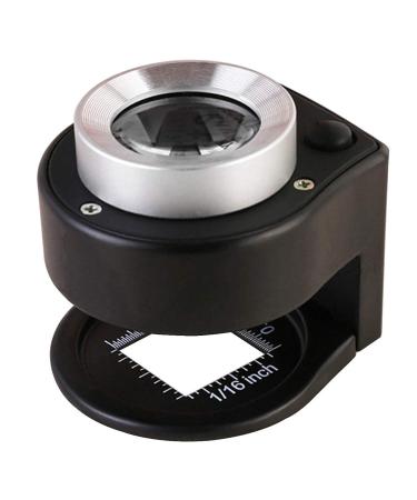 30X Loupe Magnifier with 6 Light,Desktop Portable Metal Magnifier Folding Scale Sewing Magnifing Glass for Textile Optical Jewelry Tool Coins Currency (Black)